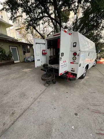 Magnet Plumbing service vehicle on-site for Slab Leak Repair in Fig Garden